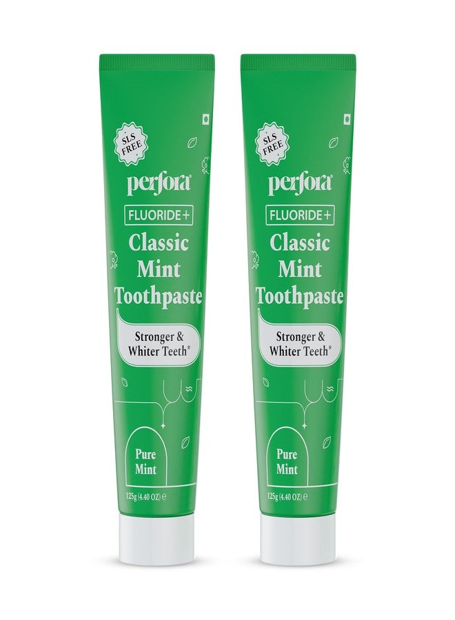 Perfora Classic Mint Toothpaste - 250g (125g X 2) | Enamel Safe Teeth Whitening Toothpaste for Men & Women | For Strong & White Teeth | SLS, Titanium Dioxide & Sodium Saccharin Free | Pack Of 2 - Image 1